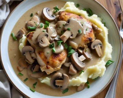 Chicken a la King and Mashed Potato