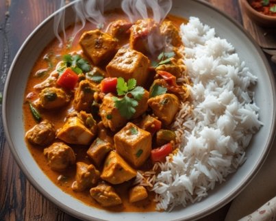 Chicken Rogan Josh and rice