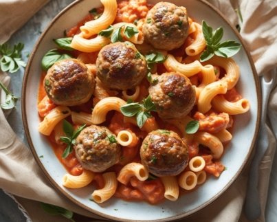 Sicilian Meatballs and Macaroni Pasta