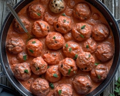 Beef Meatballs in Creamy Tomato Sauce